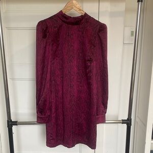 Dynamite Wine-Red Long Sleeve Mini Dress